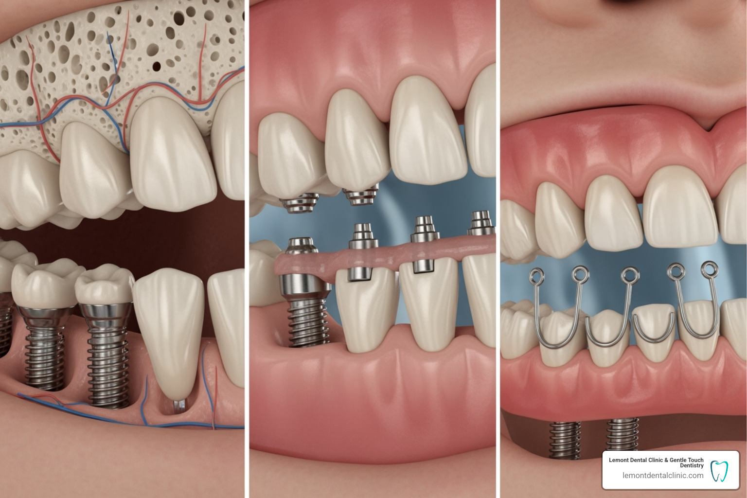 multi-step process from implant placement to final denture fitting - snap on dentures multi-step process from implant placement to final denture fitting - snap on dentures