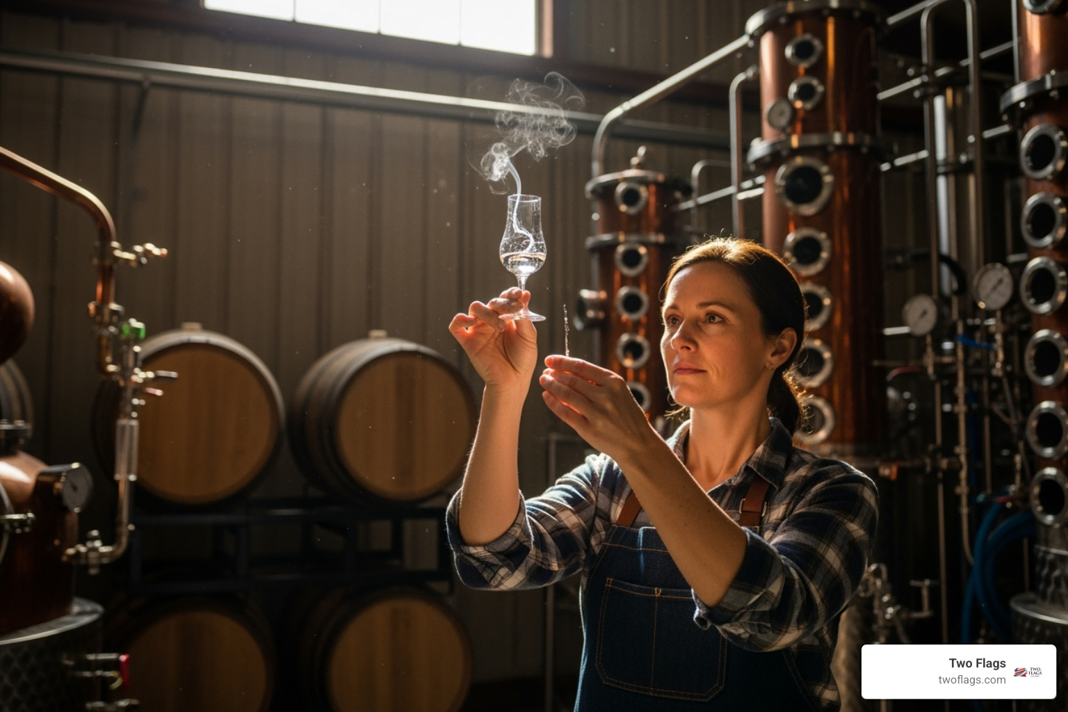 distiller examining clear spirit - How is vodka filtered?