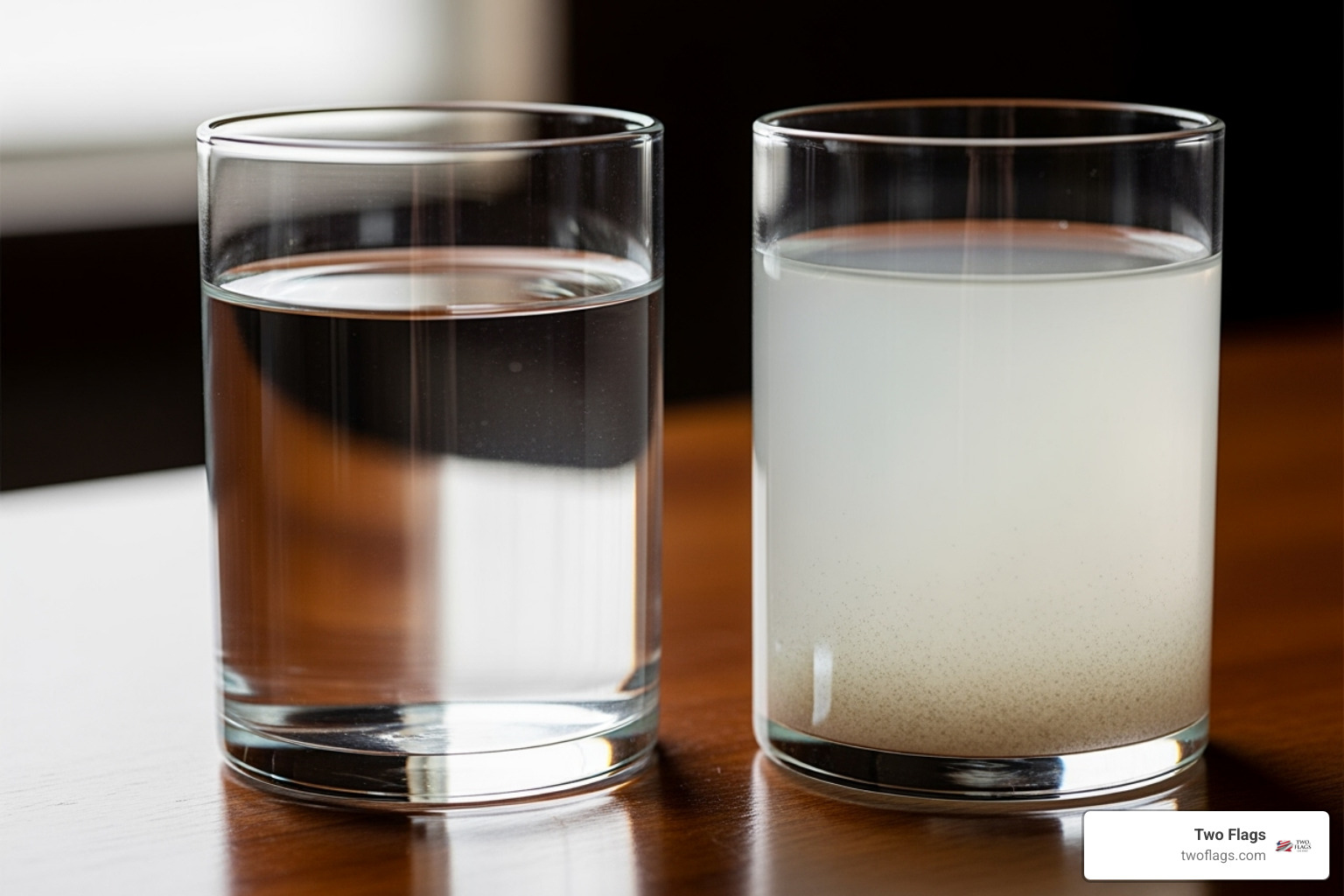 clear liquid next to one with sediment - How is vodka filtered?