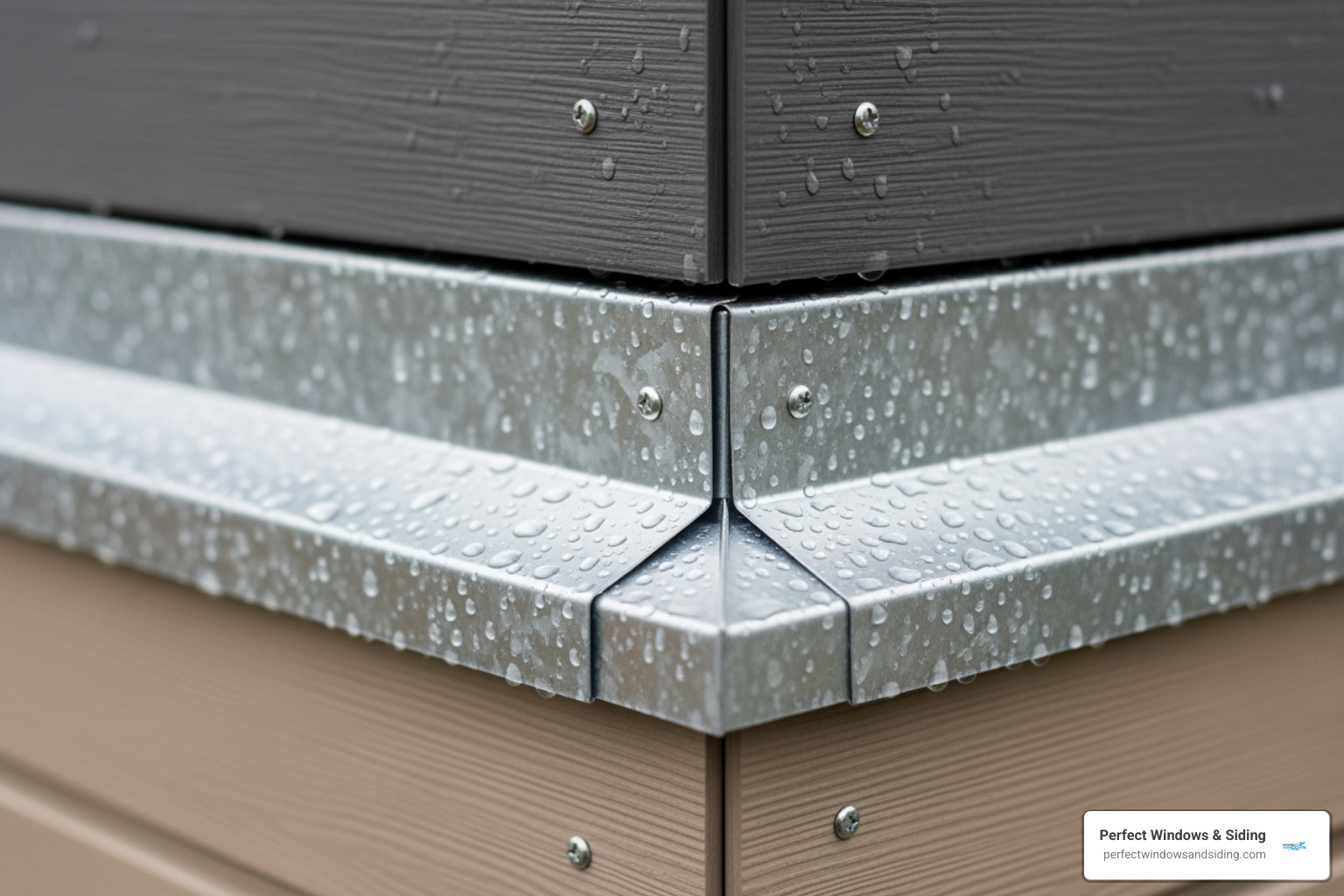 close-up on Z-flashing correctly installed at a horizontal joint - 4x8 hardie panel installation