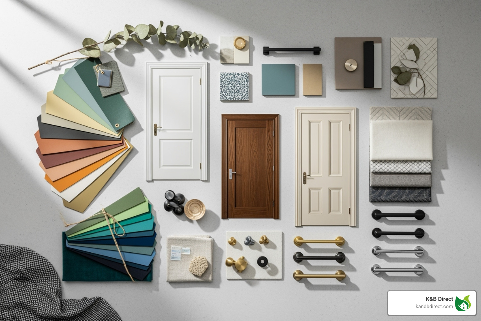 mood board with different door styles and decor - interior door supply