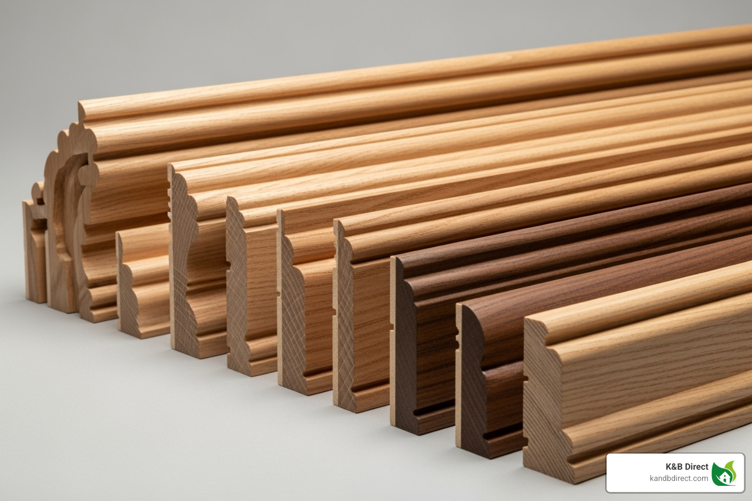different moulding profiles lined up - millwork shops