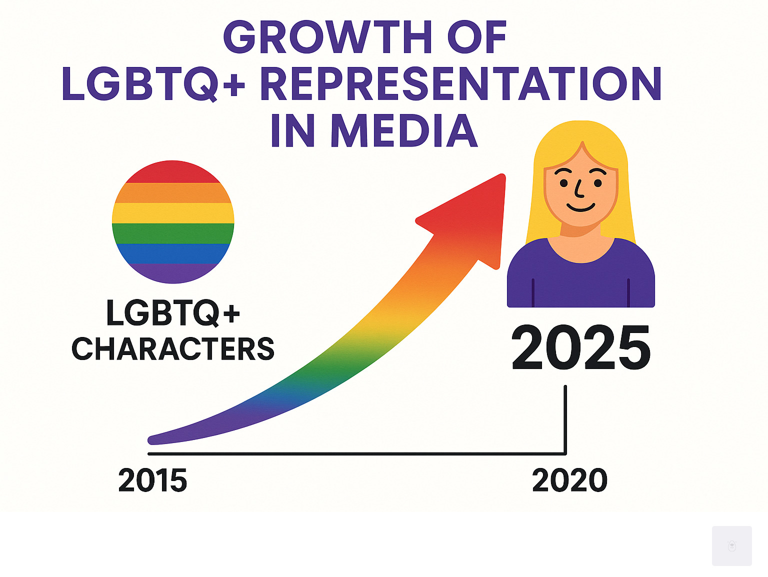 infographic showing the growth of LGBTQ+ representation in media - wendy guevara infographic 