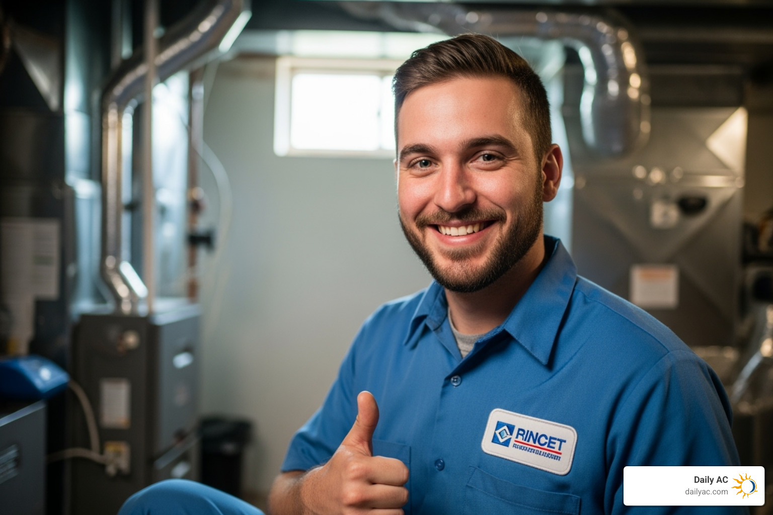 A friendly technician giving a thumbs-up - HVAC preventative maintenance