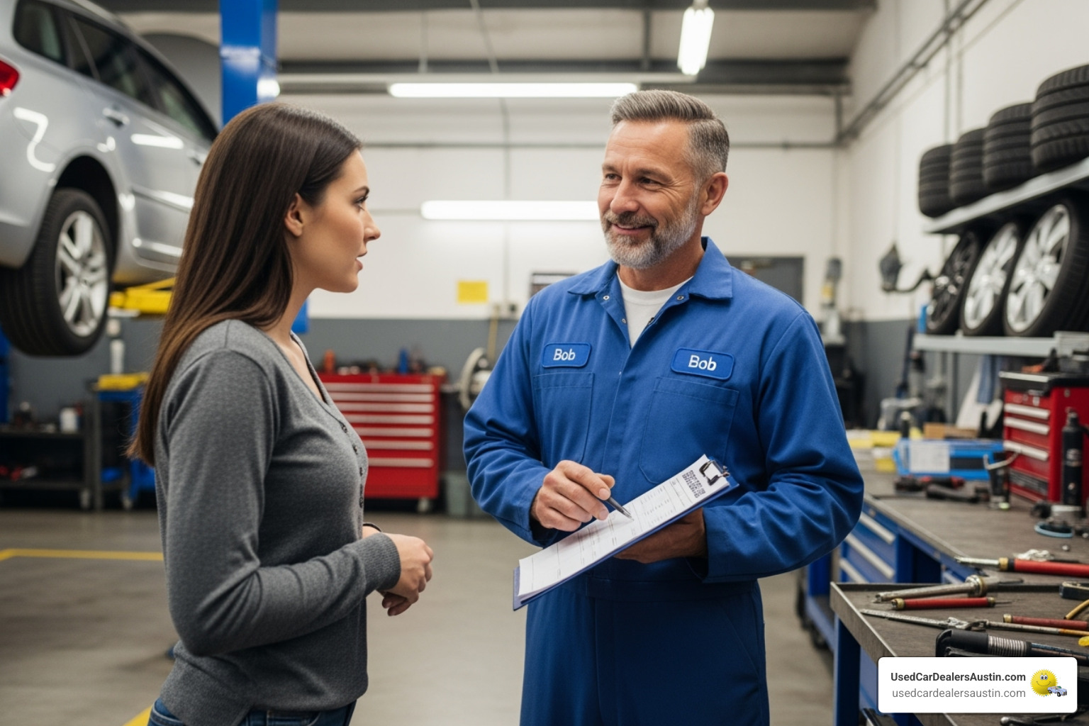 mechanic presenting repair bill - are car warranties worth it for used cars