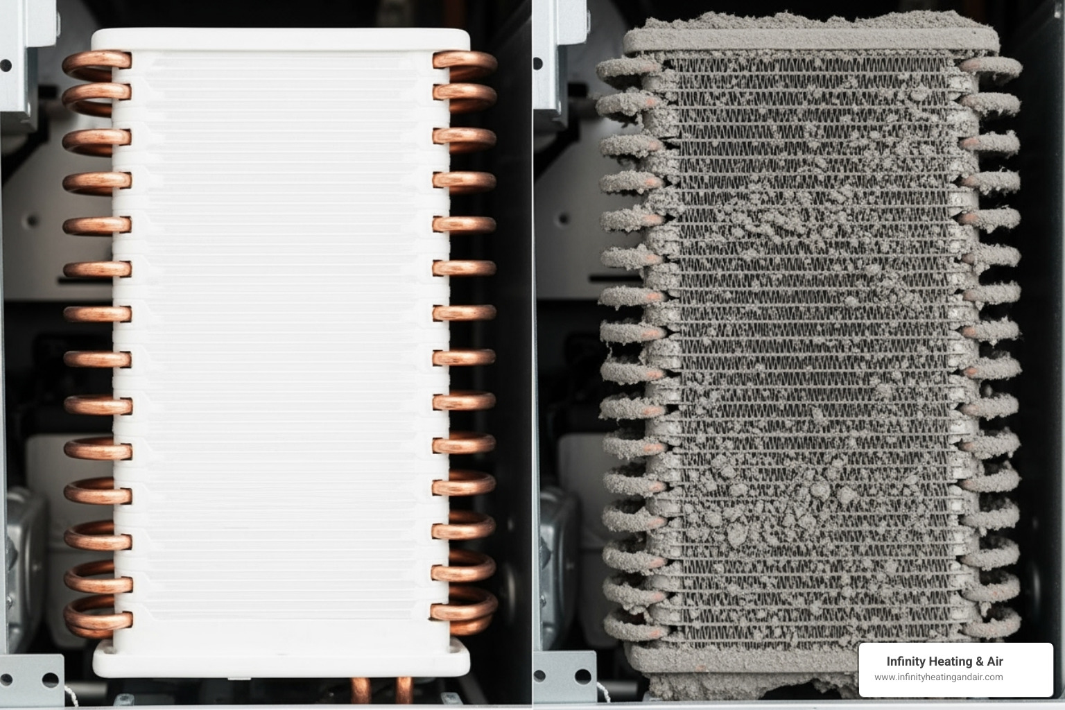 clean vs dirty air conditioner coil - ac repair puyallup wa