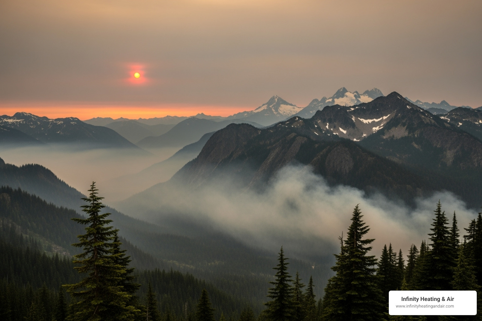 Wildfire smoke over the Cascade Mountains - Air quality Washington