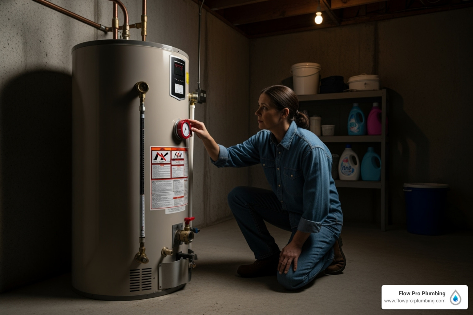 homeowner checking temperature - water heater installation Brentwood homeowner checking temperature - water heater installation Brentwood