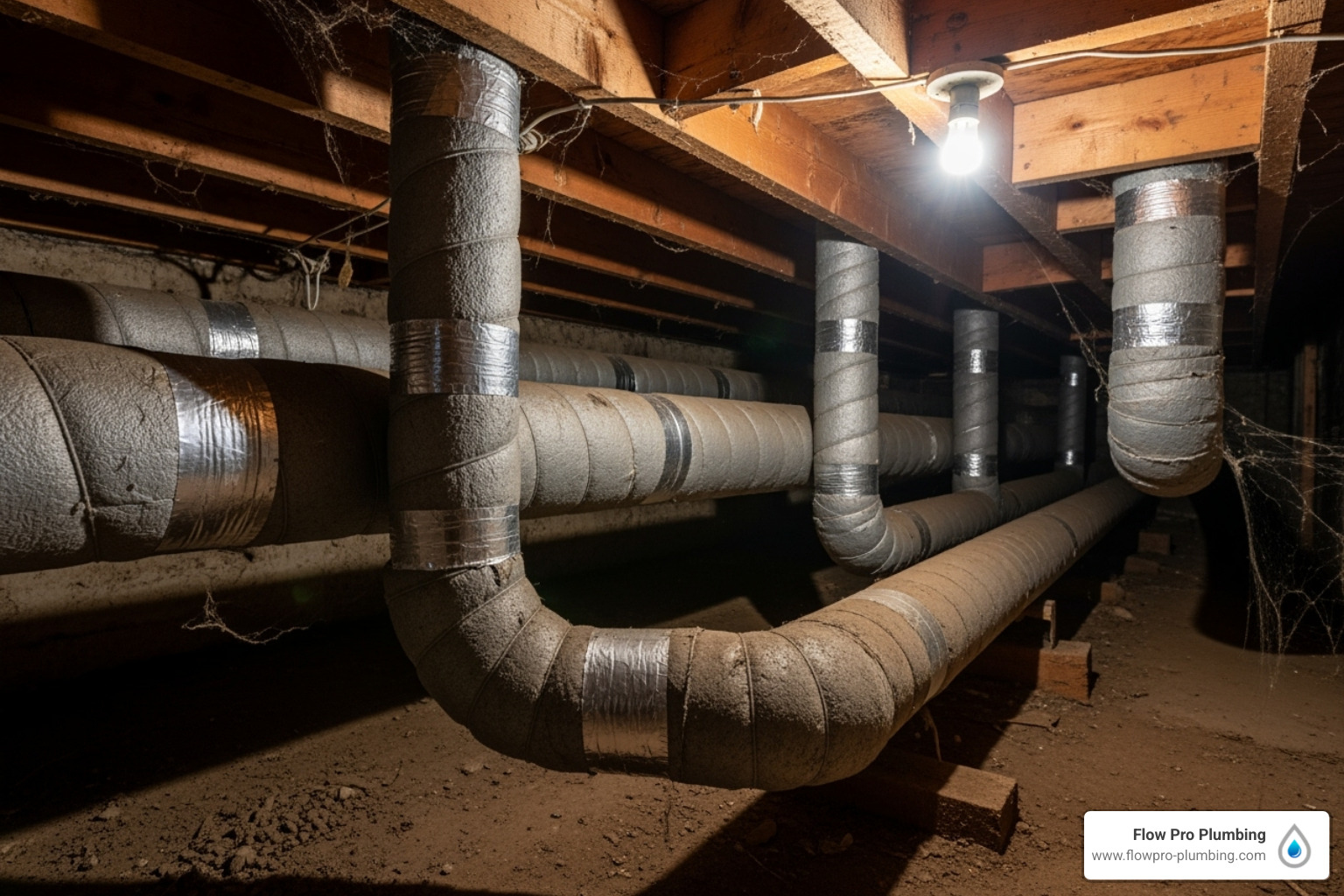 insulated pipes in a crawlspace - burst pipe repair insulated pipes in a crawlspace - burst pipe repair