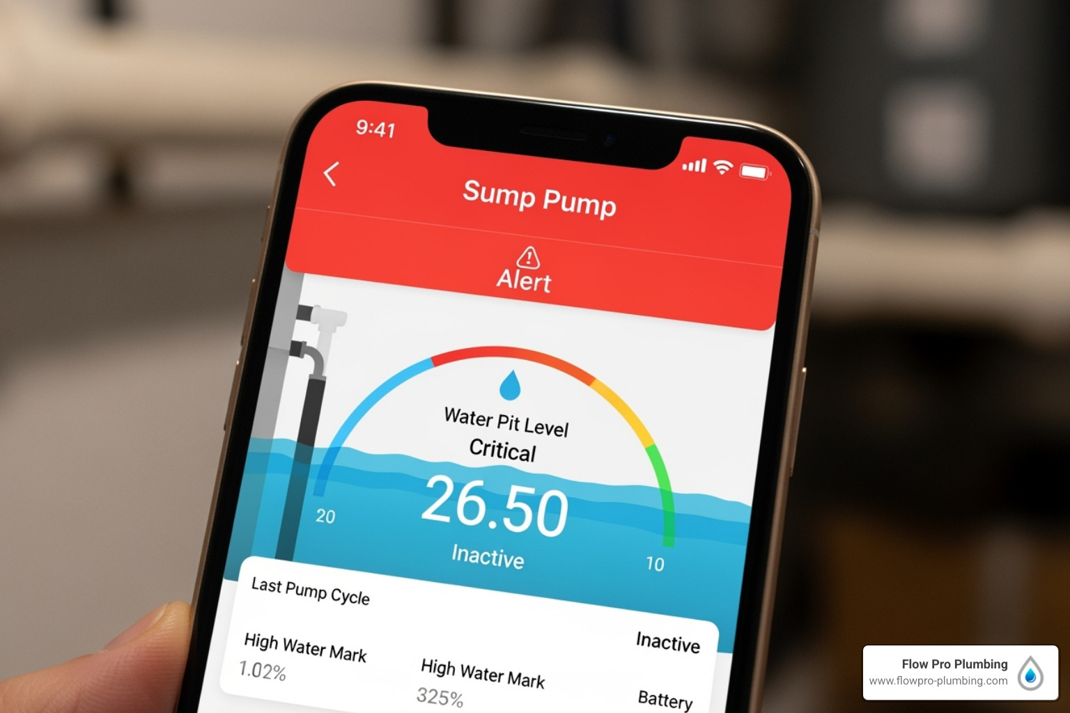 smartphone displaying a sump pump app alert - battery backup sump pump smartphone displaying a sump pump app alert - battery backup sump pump
