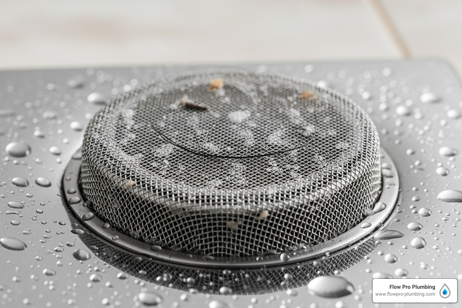 A mesh drain cover in a shower, illustrating a simple preventative measure against hair clogs. - drain cleaning Concord CA A mesh drain cover in a shower, illustrating a simple preventative measure against hair clogs. - drain cleaning Concord CA