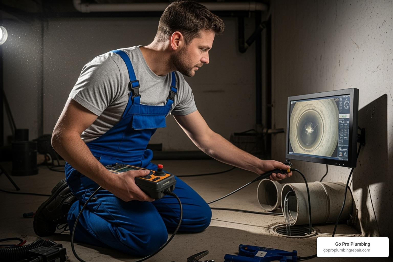 Image of a plumber using a video drain inspection camera - emergency plumbing rancho cordova