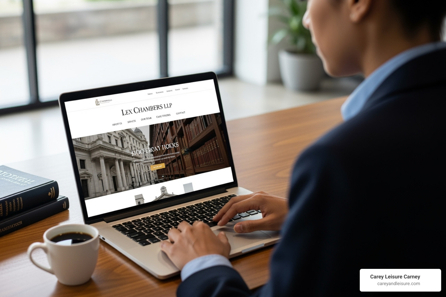 Image of a person reviewing a law firm's website on a laptop - traffic accident lawyers near me