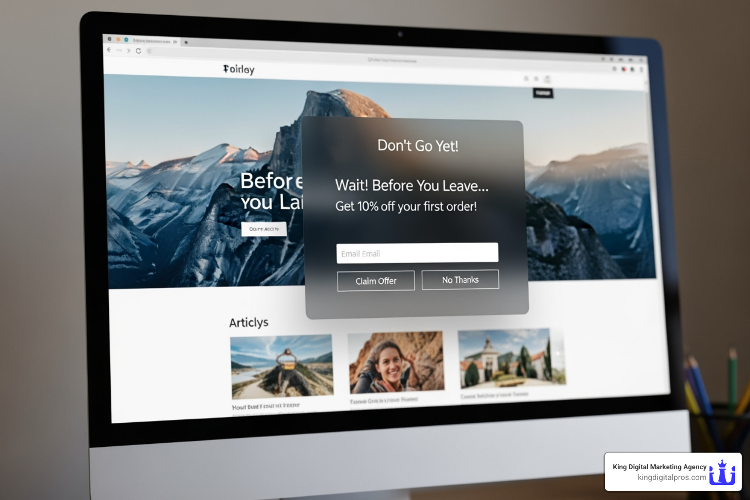 Image of a non-intrusive exit-intent pop-up - Conversion Optimization