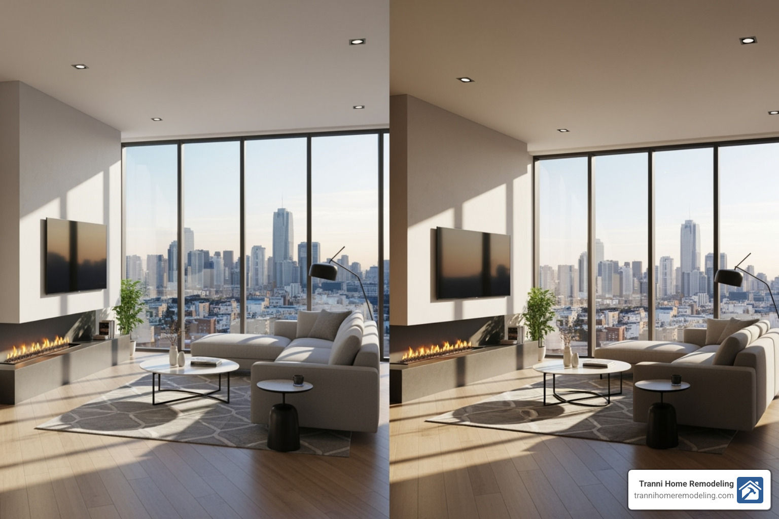 3D design rendering next to the completed, physically built room - Kitchen and Bath Remodeling MA 3D design rendering next to the completed, physically built room - Kitchen and Bath Remodeling MA