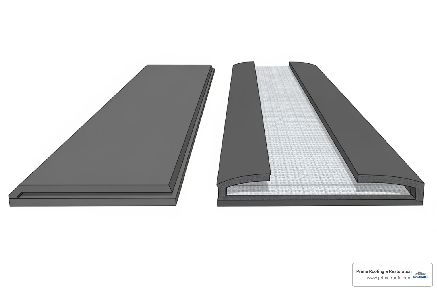 Cross-section of reinforced and non-reinforced EPDM - EPDM roof system Cross-section of reinforced and non-reinforced EPDM - EPDM roof system