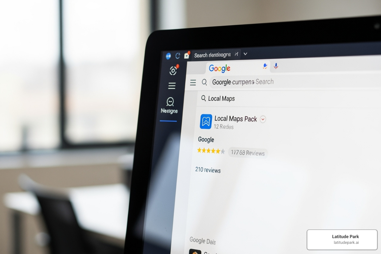 Google search result for a local business, highlighting the star rating and review count in the map pack - review management