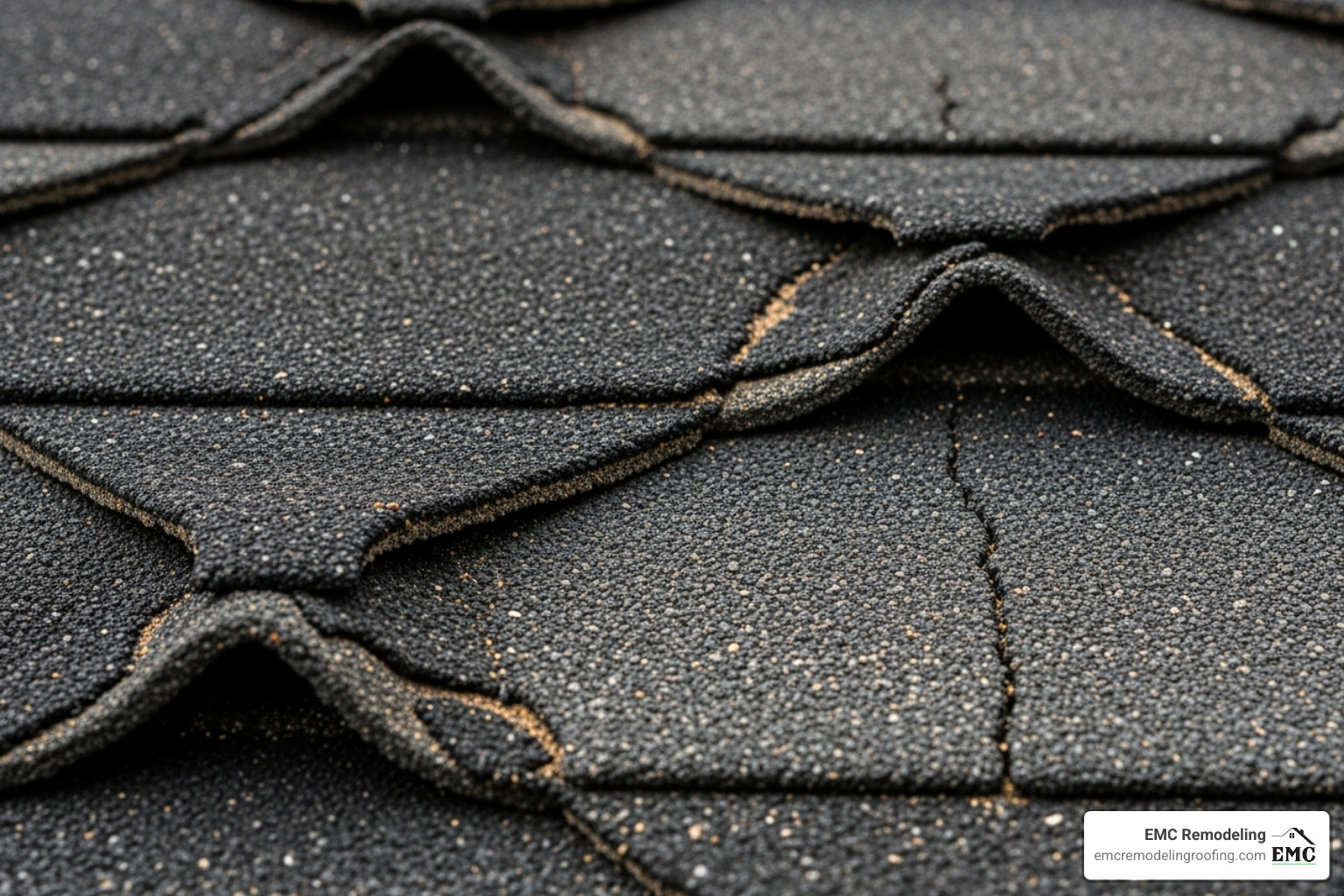 Curling and cracked asphalt shingles - Cedar Park roof replacement