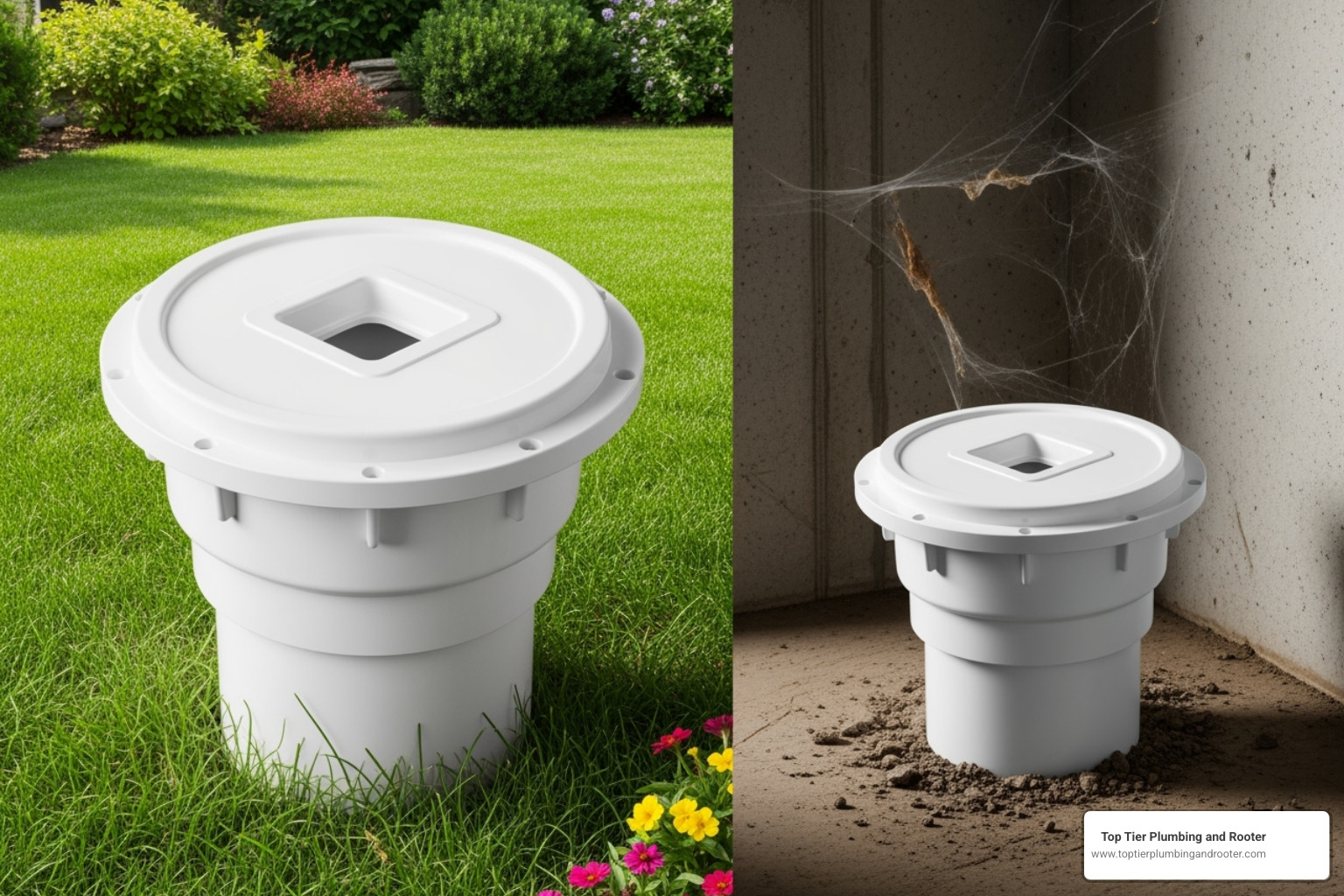 image of a sewer cleanout access point in a yard or basement - Sewer line unclog image of a sewer cleanout access point in a yard or basement - Sewer line unclog