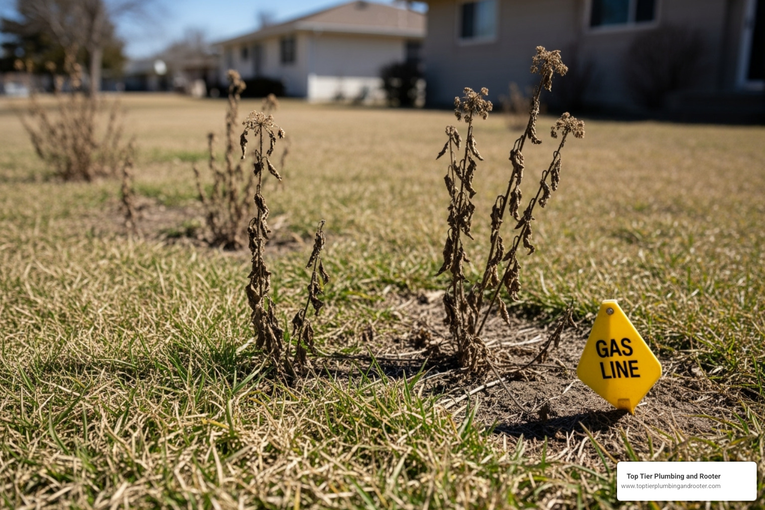 dead or dying vegetation in a yard near a gas line - gas leak detection services dead or dying vegetation in a yard near a gas line - gas leak detection services