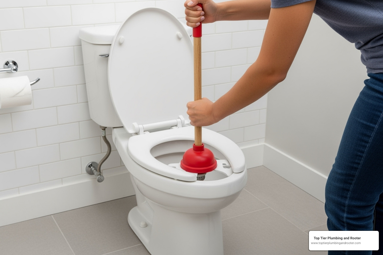 demonstrating the correct way to use a flange plunger on a toilet - Clogged toilet repair Riverside demonstrating the correct way to use a flange plunger on a toilet - Clogged toilet repair Riverside