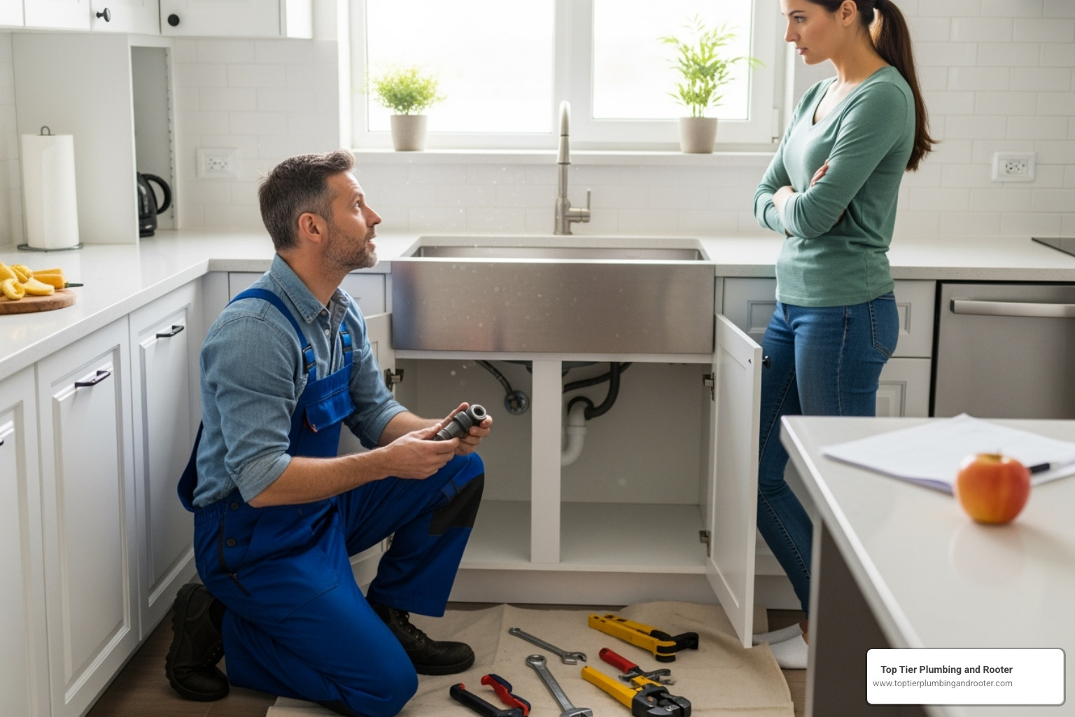 a plumber talking with a homeowner - hydrojetting Riverside CA