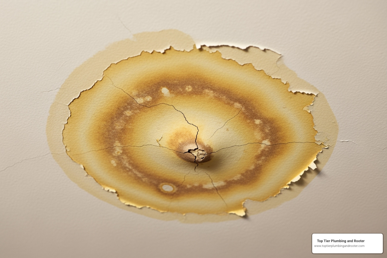 water damage on a ceiling from a hidden pipe leak - Riverside emergency plumbing water damage on a ceiling from a hidden pipe leak - Riverside emergency plumbing