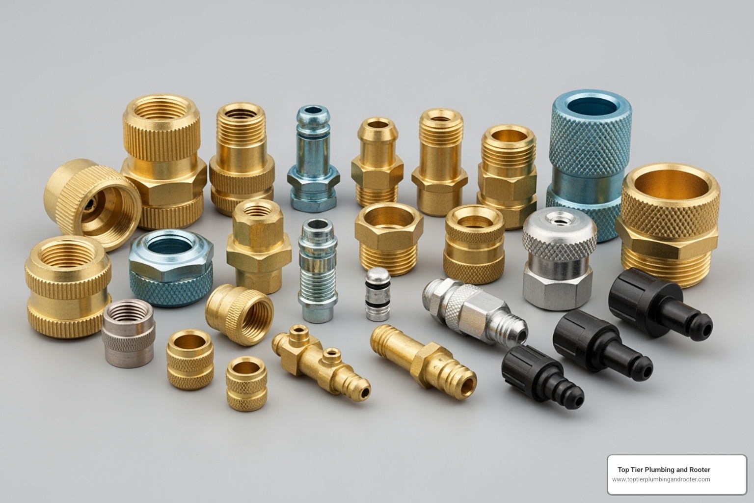 Various types of gas line caps and plugs labeled, including threaded caps, flare caps, and quick-connect plugs - gas line cap Various types of gas line caps and plugs labeled, including threaded caps, flare caps, and quick-connect plugs - gas line cap