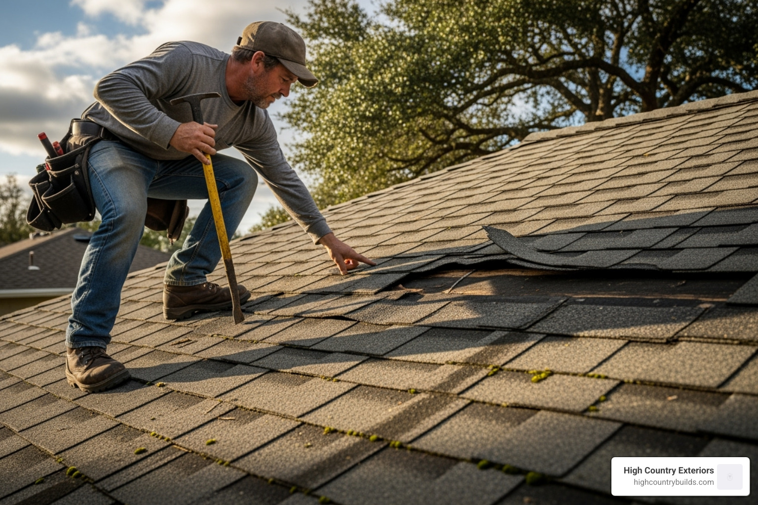 roofer inspecting old roof - Leaky roof fix roofer inspecting old roof - Leaky roof fix