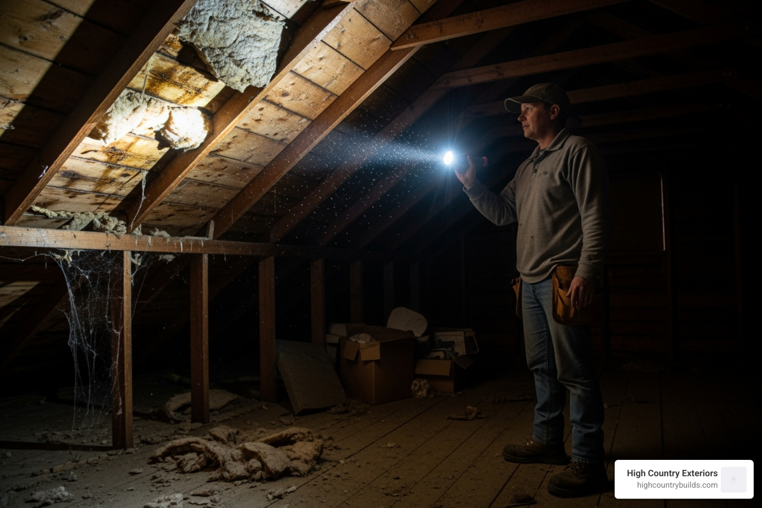 homeowner inspecting attic - Leaky roof fix homeowner inspecting attic - Leaky roof fix