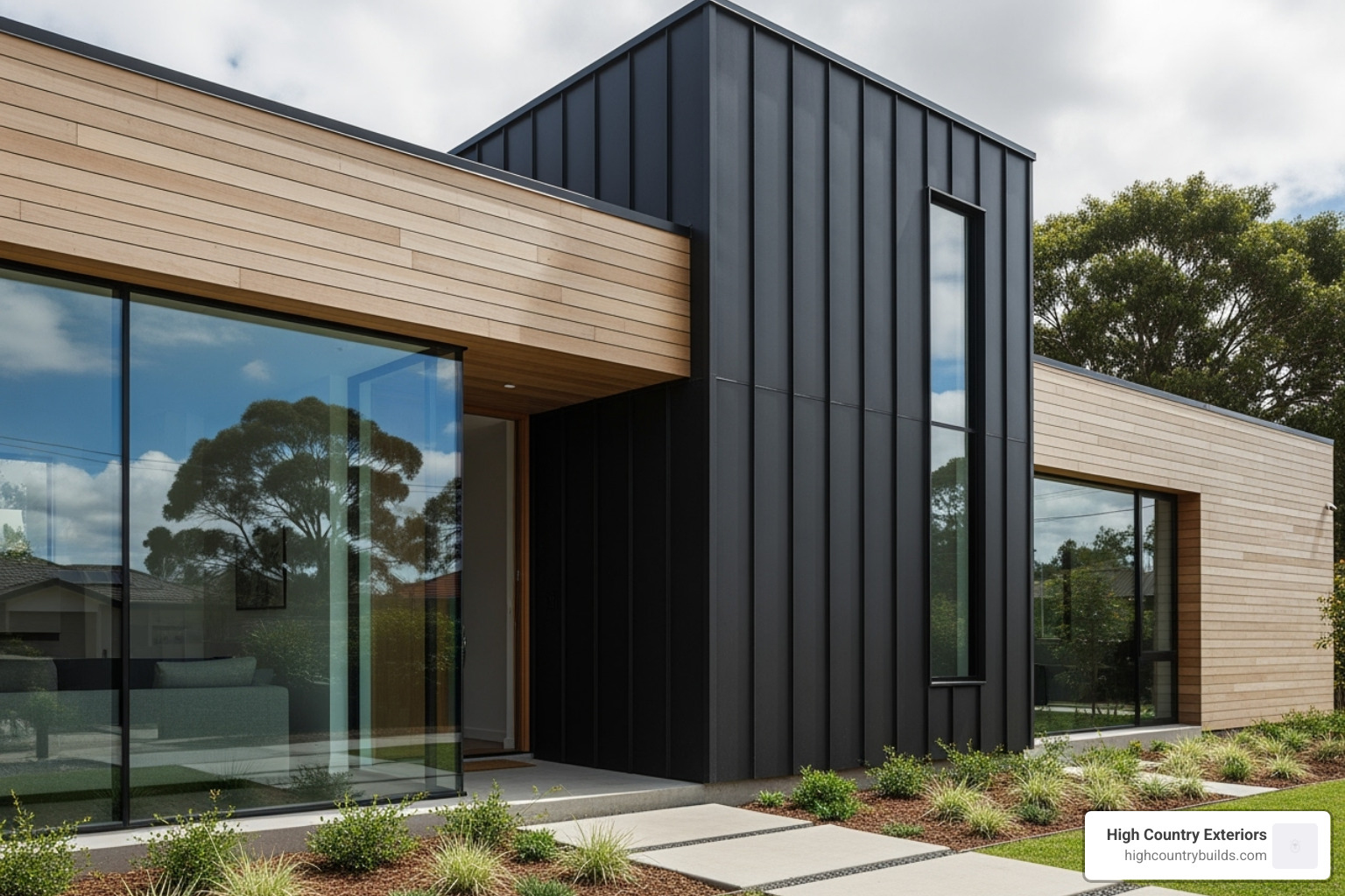modern residential home featuring flat metal sheet cladding as an accent - flat metal sheet cladding