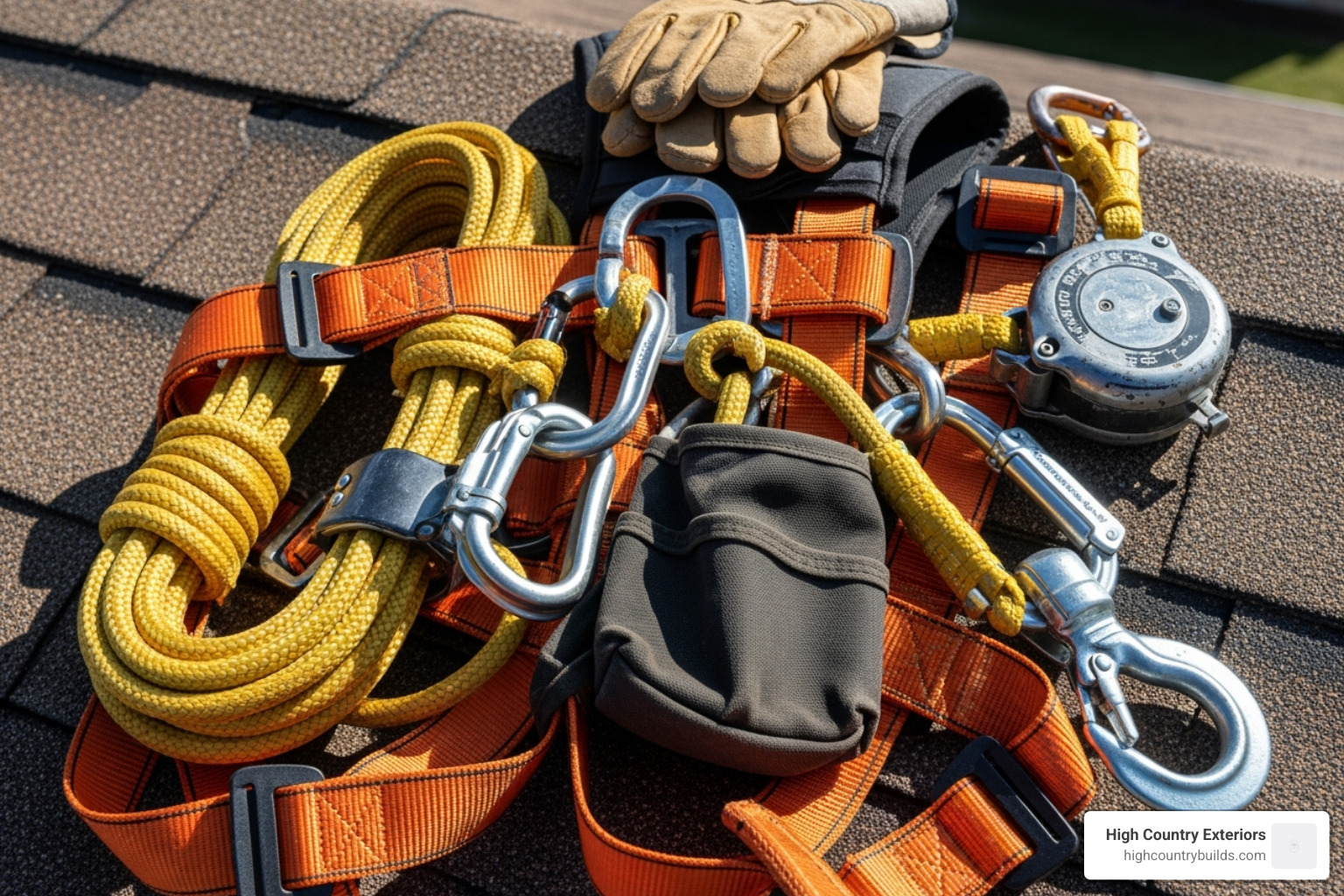 a roofer's safety harness and equipment - roofer company