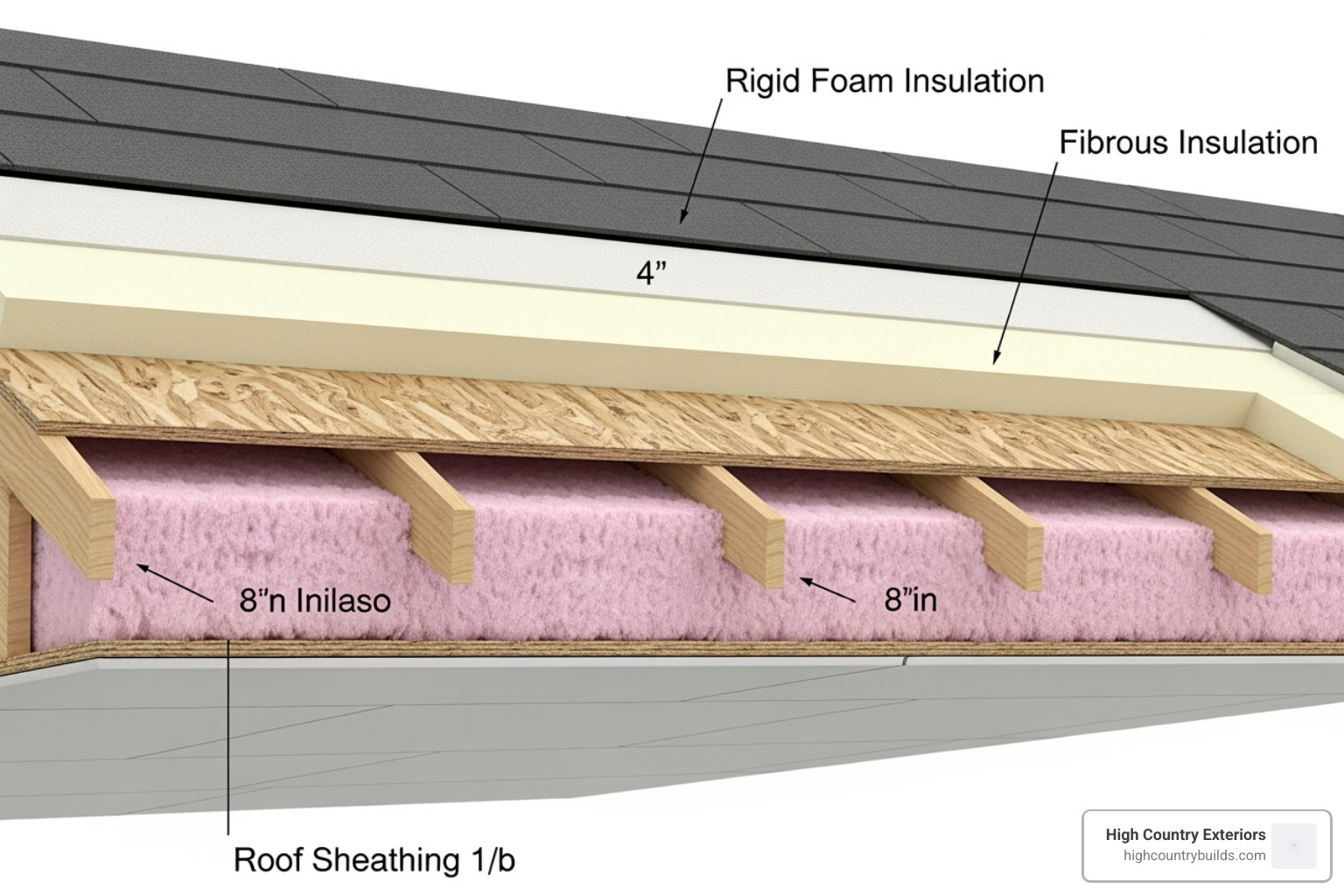 Moderate foam layer with interior insulation. - insulating low slope residential roofs