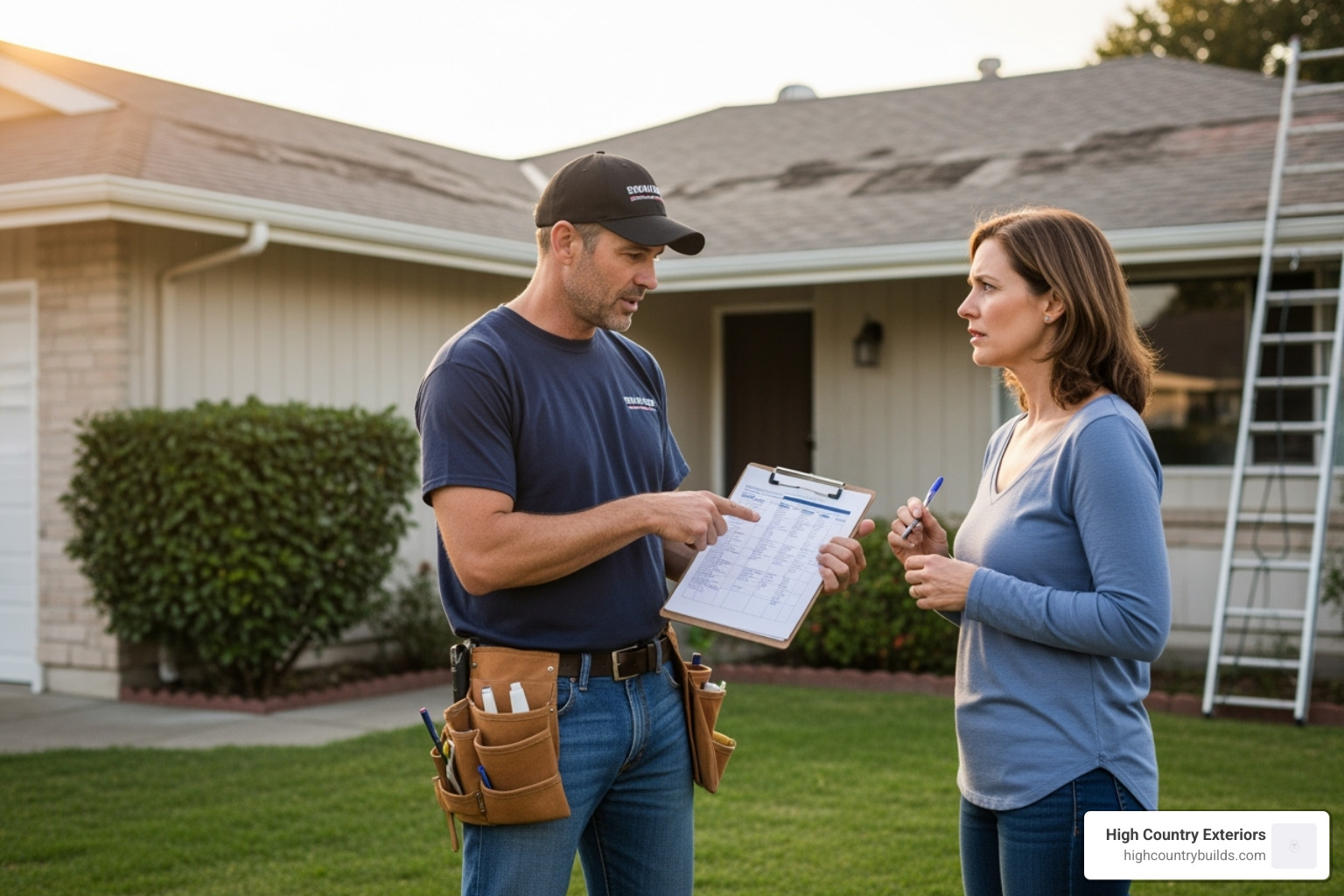 Professional roofer providing a quote to a homeowner - Roof maintenance Twin Falls