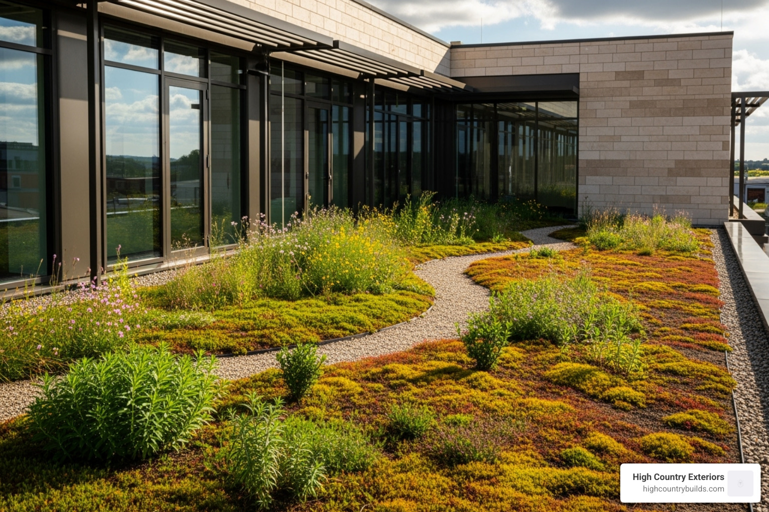 Vegetative or "green" roof on a commercial building - Commercial roof solutions