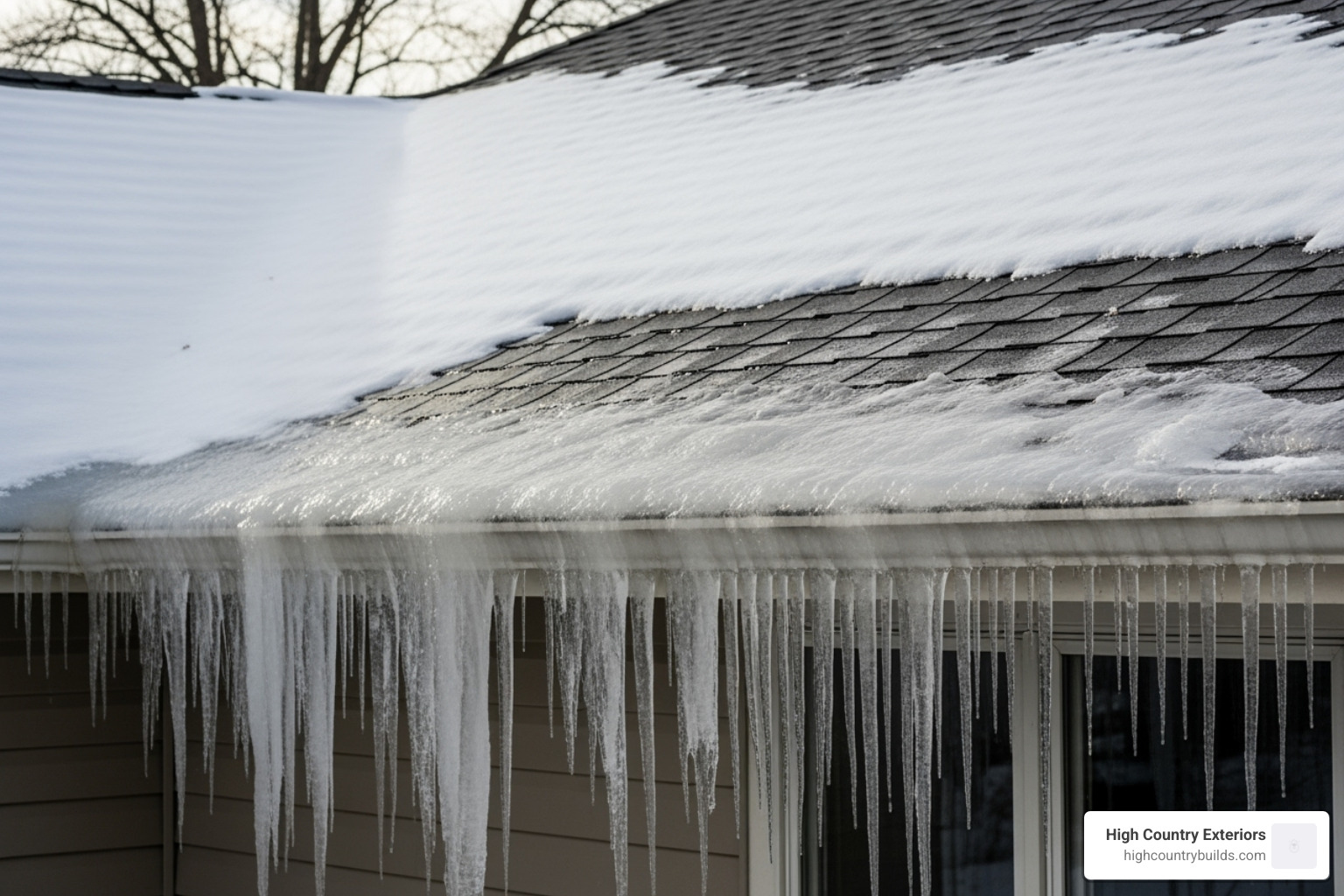 ice dams forming on the edge of a roof - roof repair twin falls idaho