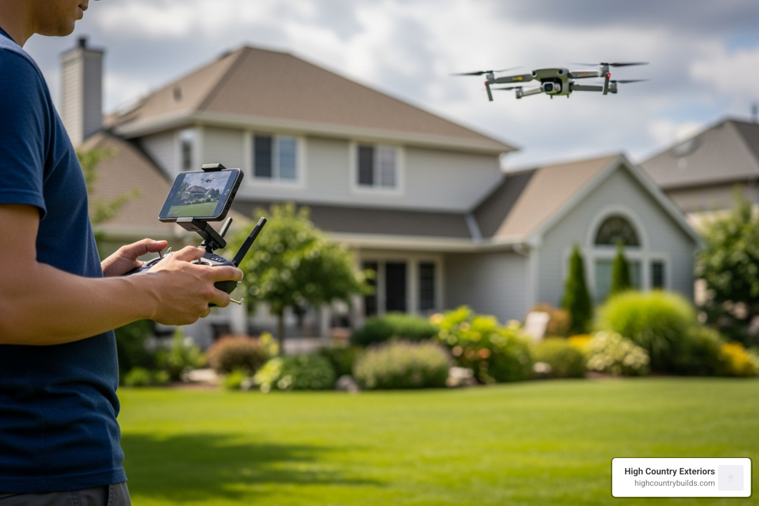 drone pilot operating from ground - drone roof inspections near me