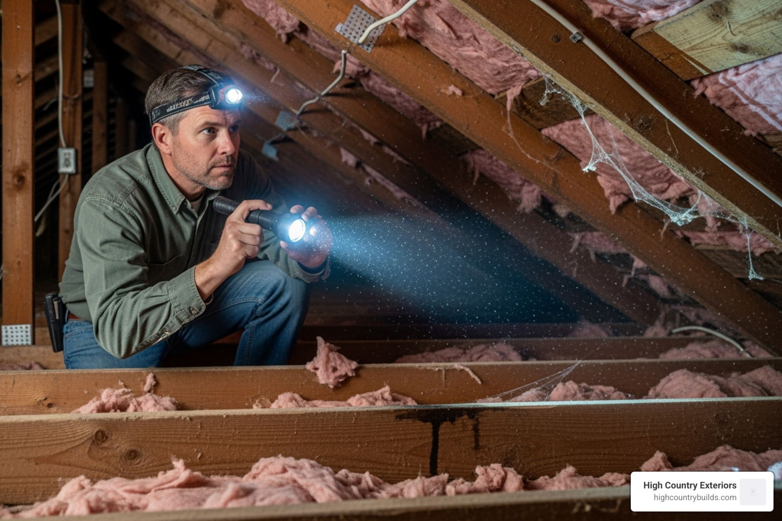 inspector examining attic - roof inspector near me