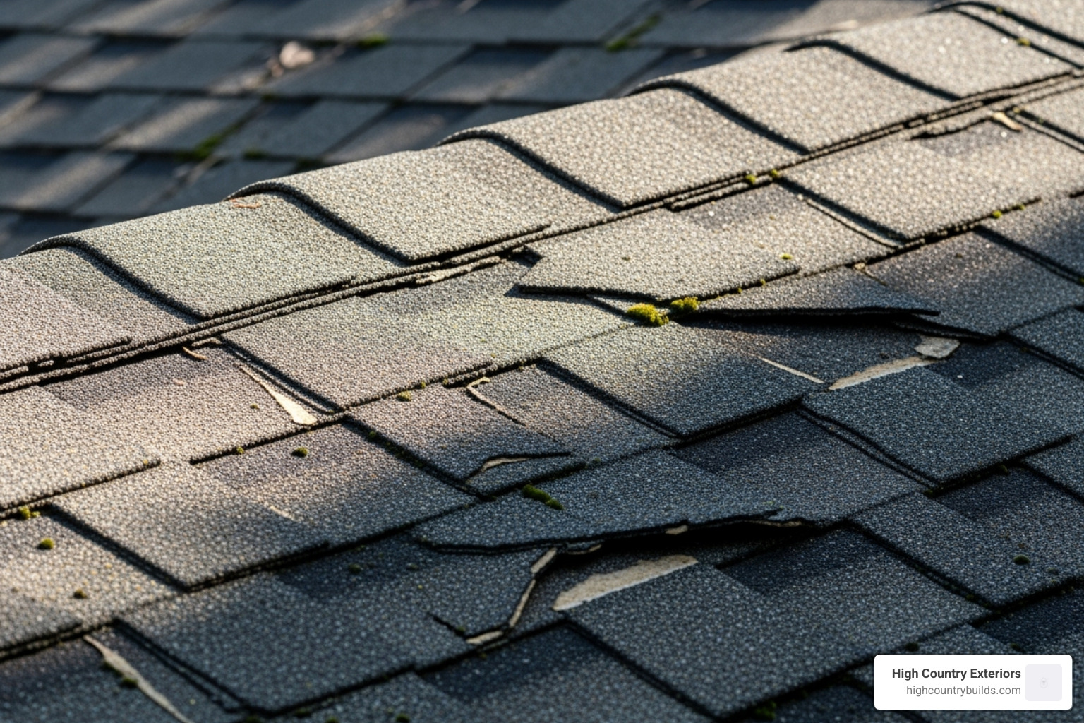 curled and cracked asphalt shingles - how long do residential roofs last