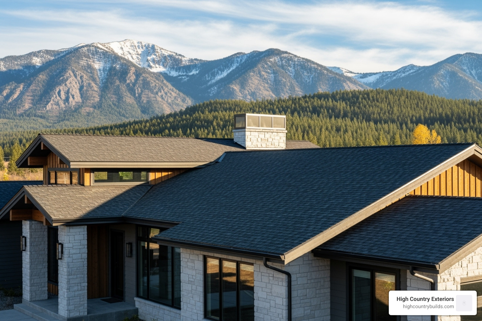 beautiful, newly installed roof on a home in an Idaho landscape - residential roof replacement contractor beautiful, newly installed roof on a home in an Idaho landscape - residential roof replacement contractor