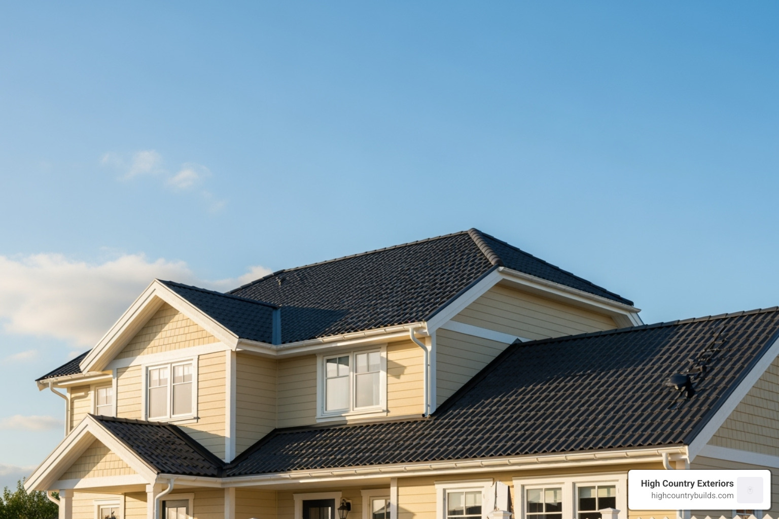A well-maintained, clean roof on a charming family home, symbolizing peace of mind and protection - how much are roof inspections