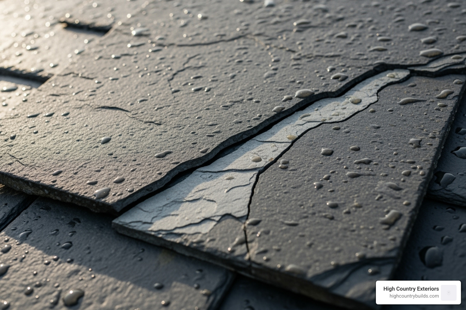 close-up on a cracked slate tile - Slate roof repair