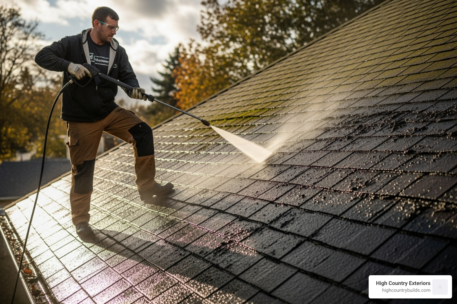 professional roofer pressure washing a roof - total roof restoration professional roofer pressure washing a roof - total roof restoration
