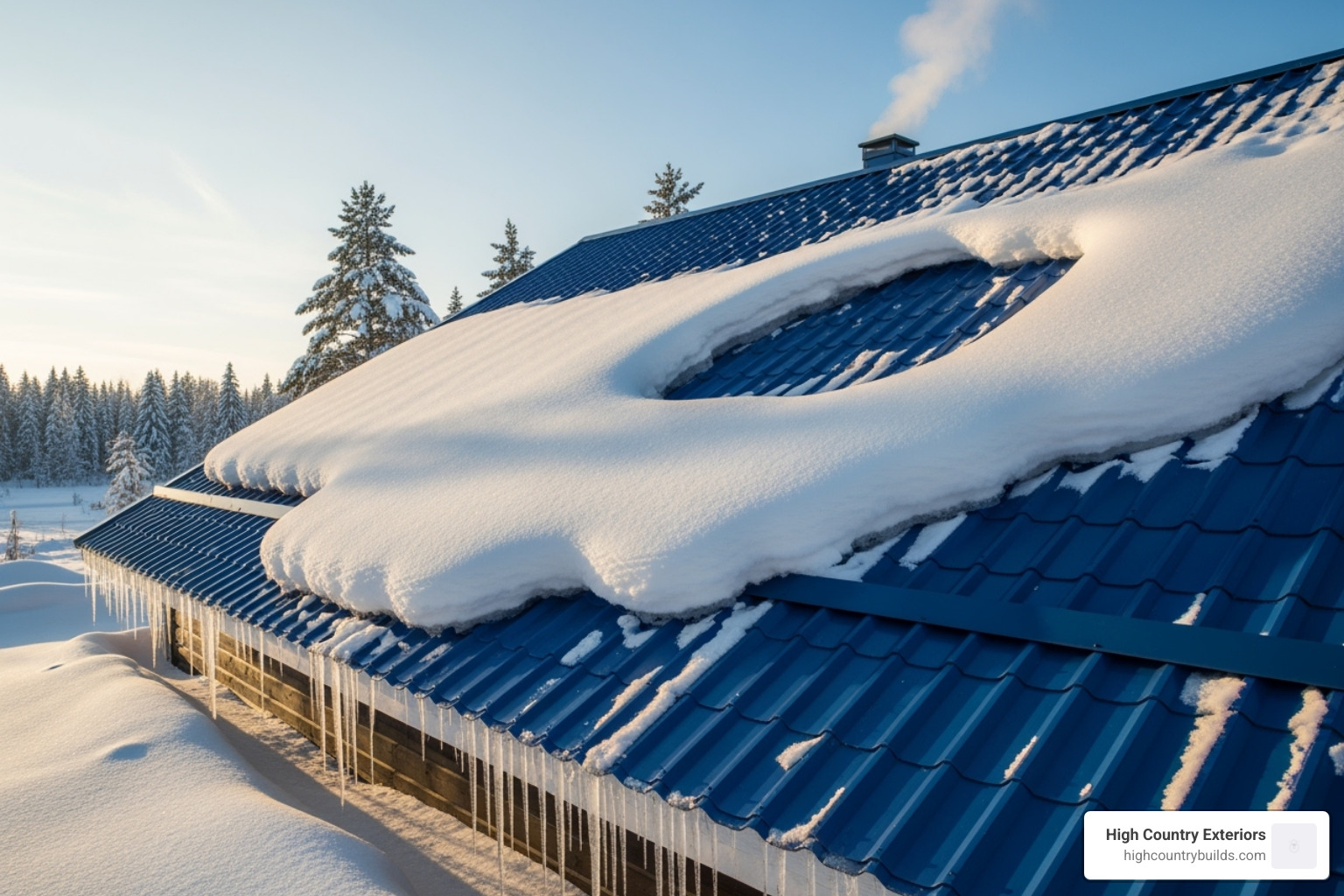 blue metal roof enduring a heavy snow load, highlighting its durability - blue tin sheet price