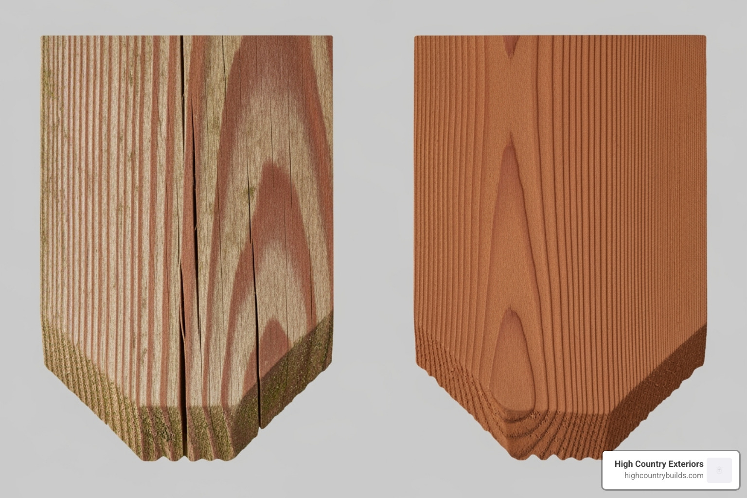 Comparison of a natural cedar shake and a high-quality synthetic shake side-by-side - Cedar shake roofing