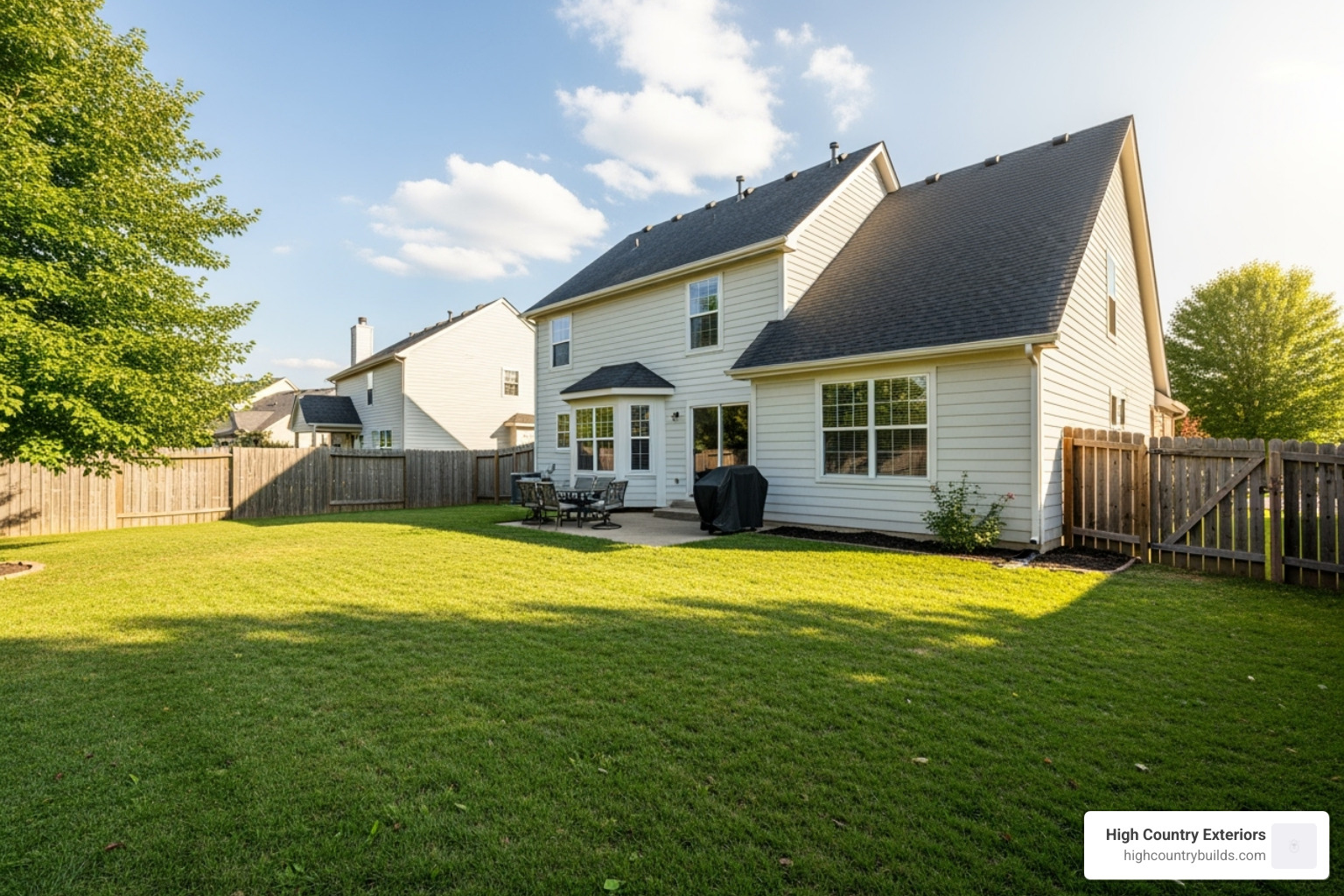 Pristine, clean work site after a roofing job is complete, with no debris or nails visible - Roofing company reviews
