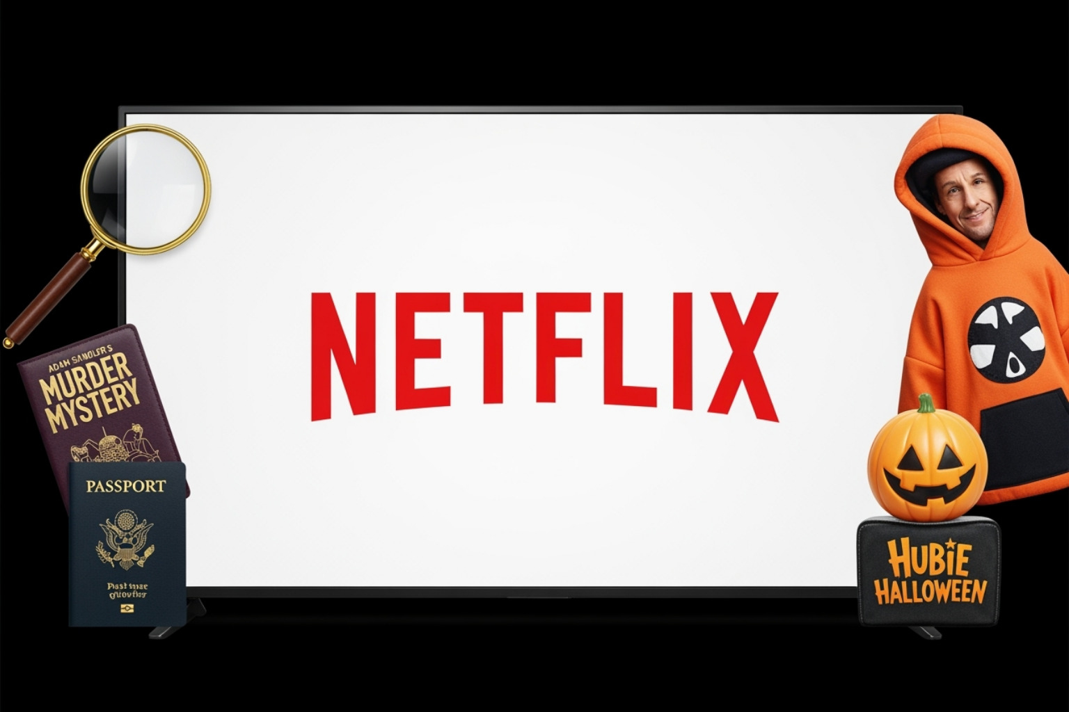 Netflix logo with Adam Sandler movie titles - adam sandler net worth