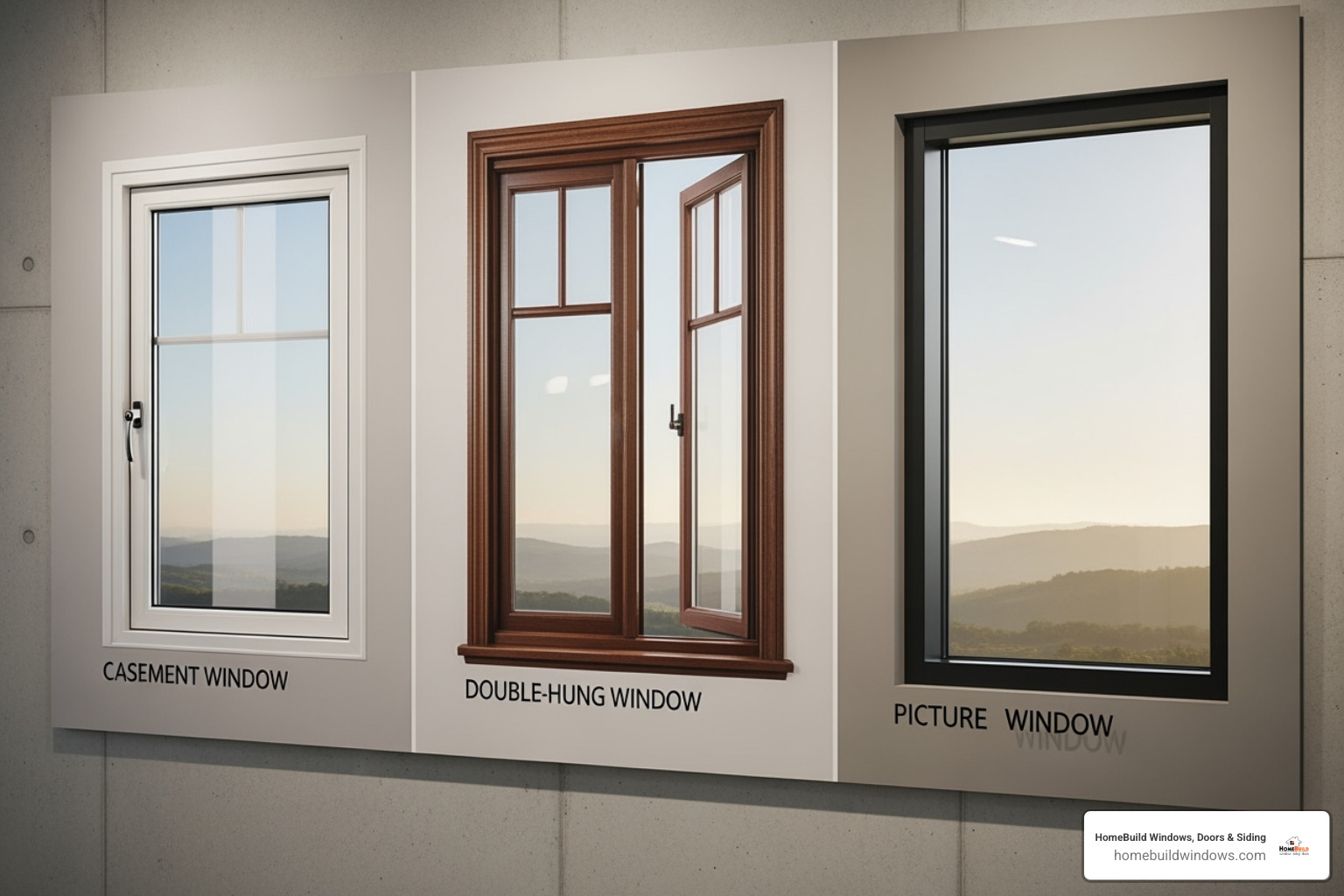 Various window styles like casement, double-hung, and picture windows - Elk Grove window replacement