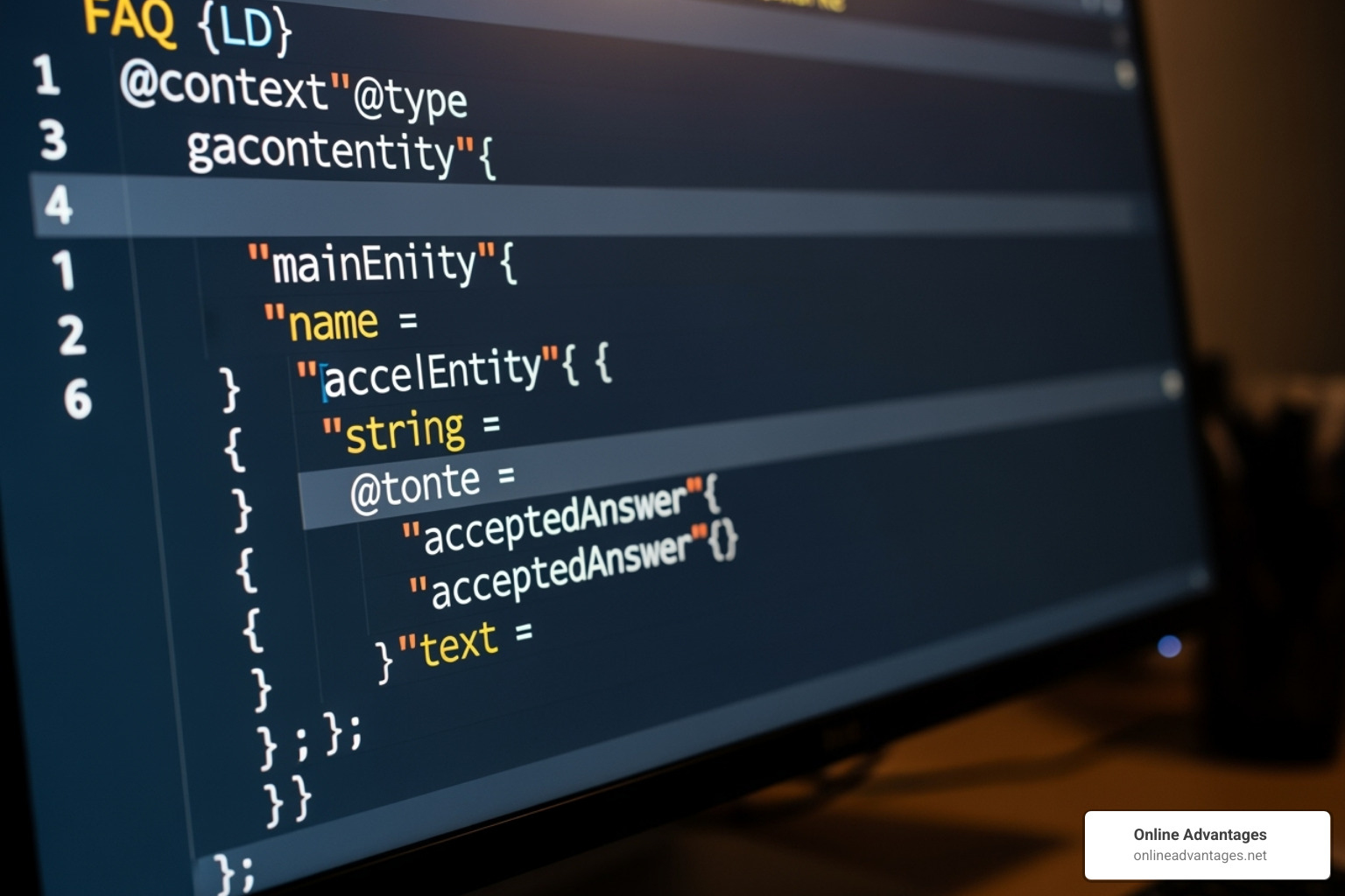 Example of FAQ schema markup code in JSON-LD format, highlighting question-answer pairs for a web page. - how to create ai-friendly content that earns featured snippets
