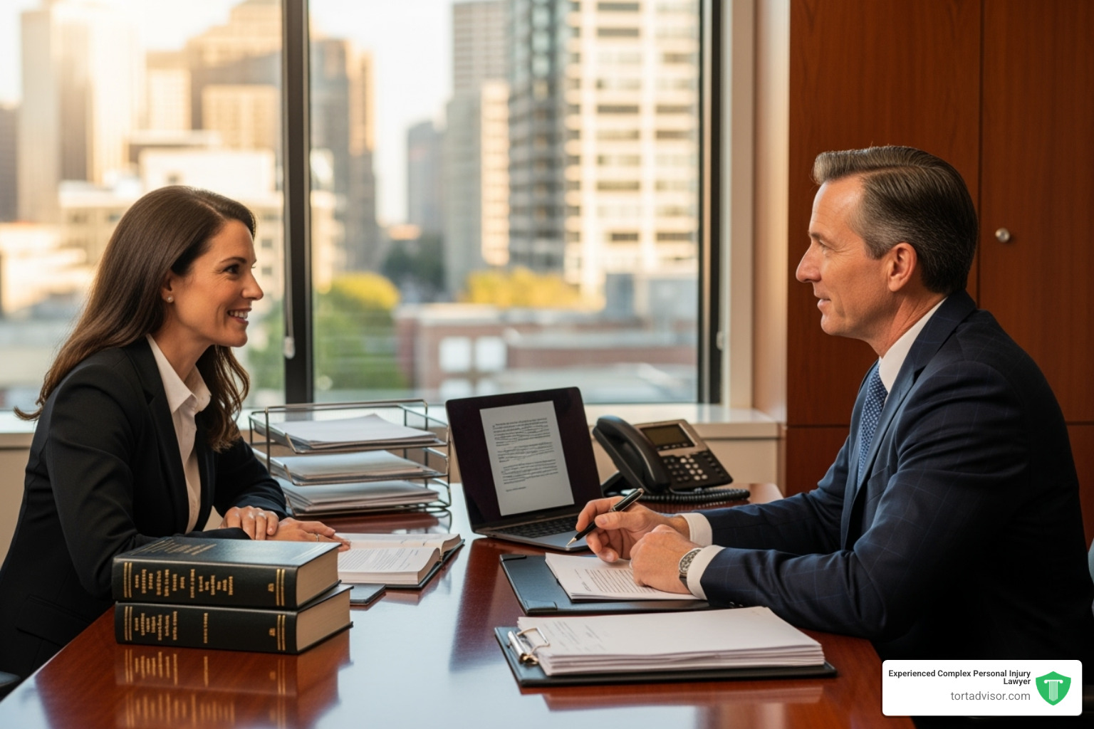a client speaking confidently with an attorney - Victim compensation fund